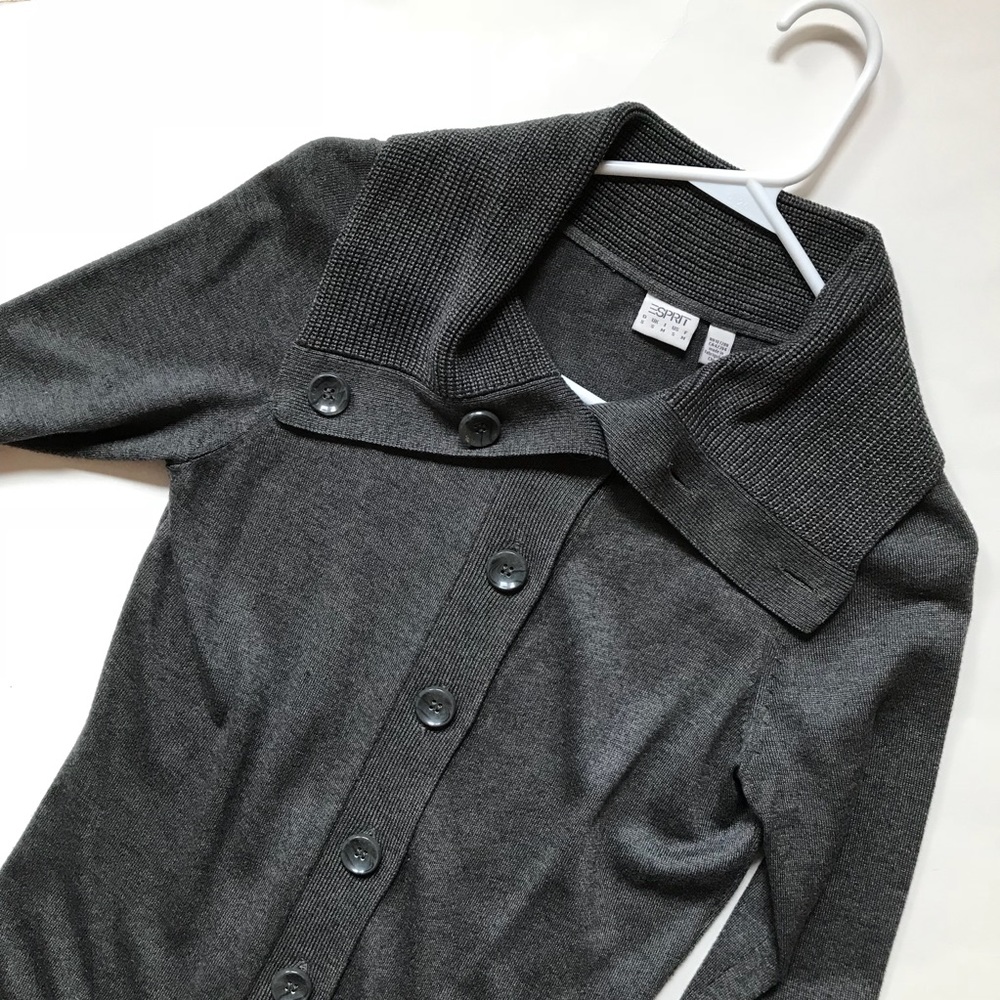 ESPRIT Gray Button Broad Collared Cardigan S NEW